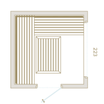 Entwurfszeichnung von oben mit Maßen, Sauna Garda für Zuhause, Einzelanfertigung